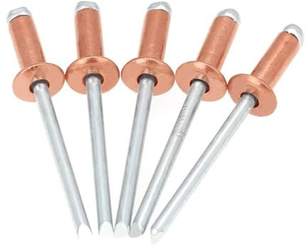 30/50 Stück Kupfer-Blindnieten, offene Kuppelkopfnieten aus bronzefarbenem Kupferstahl, korrosionsbeständig (Color : 4.8x16 mm, Size : 30Pcs)