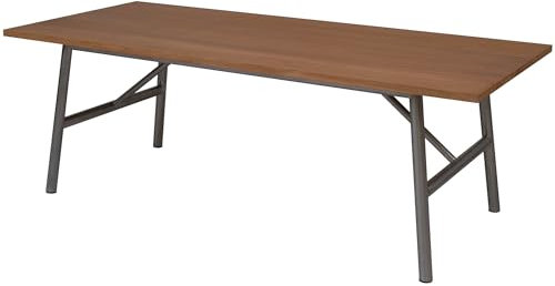 Teako Design Esstisch Annone Edelstahl Teak Massivholz, Esszimmertisch, Rechteckig, Massivholz, Naturfarben, Gartentisch, Holztisch, aus FLEGT-lizenziertem Teakholz (210 x 100 cm)