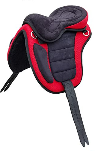 Brama West Sattel baumlos “Safety“- Sitzgröße 18“ - für alle Pferdetypen - inkl. Steigbügelriemen & Sattelgurt - Schwarz/Rot