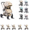 Moni Kinderwagen Ciara Tragetasche Sportsitz Wickeltasche faltbar Sitz umkehrbar, Farbe:beige-schwarz