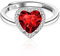 ALEXCRAFT Ringe Silber 925 Damen mit Herz Rot Zirkonia Verstellbar Ringe Schmuck für Frauen Freundin Mama Mädchen