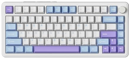 ATTACK SHARK X85 Joint (BT5.0/2.4G/USB-C) Clavier mécanique avec Bouton, Clavier de Jeu 75% sans Fil avec Rembourrage à Cinq Couches, RVB, échangeable à Chaud, Touches PBT pour Win/Mac (Blanc)