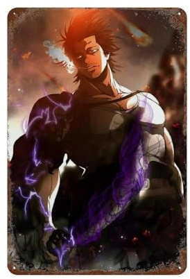 FUCIIhUUN Anime Black Clover Dark Assistant Makro-Poster, Wanddekoration, Kunst, Metallblech-Poster, moderne Heimdekoration, Kunst, Metallposter, Hausbar, Ladendekorationen, Vintage-Schild, Geschenk,