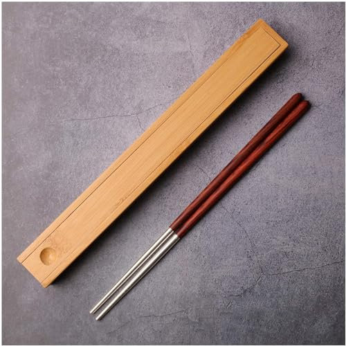 Palillos Palillos reutilizables de plata de ley, 1 par de palillos naturales, palillos antideslizantes de madera y cabeza de plata de ley, juego de regalo para cocina, hotel, sushi