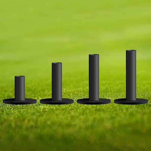 LOVMEAD Golf Rubber Tees Driving Range Value 4 Pack, gemischt Größe 1.5'' 2.25'' 2.75'' 3'' für Übungsmatte (Schwarz)