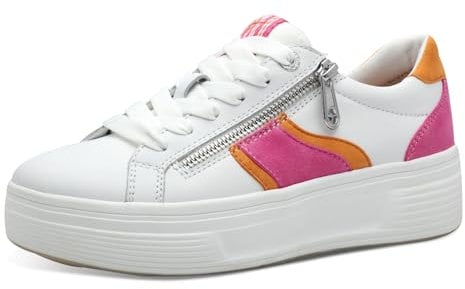 Tamaris Comfort Damen Plateau Sneaker mit Reißverschluss Low Top, Mehrfarbig (Fuchsia Comb), 38 EU