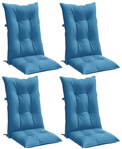 vidaXL Hochlehner-Auflagen 4 STK. Melange Blau 120x50x7 cm Stoff