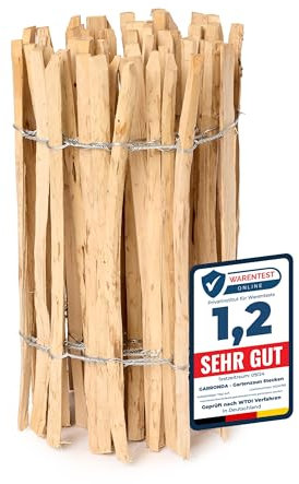 Garronda Valla jardín Exterior para Clavar de avellano Vallas de Madera jardín Borde de Madera Bordura GD-0079 (Distancia Listones: 7-8 Cm, 60 cm x 5m)