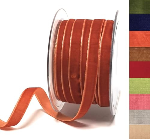 s.dekoda Dekoband Samt 20m x 10mm Orange Samtband Samtborte Schleifenband [DS 2296-270]