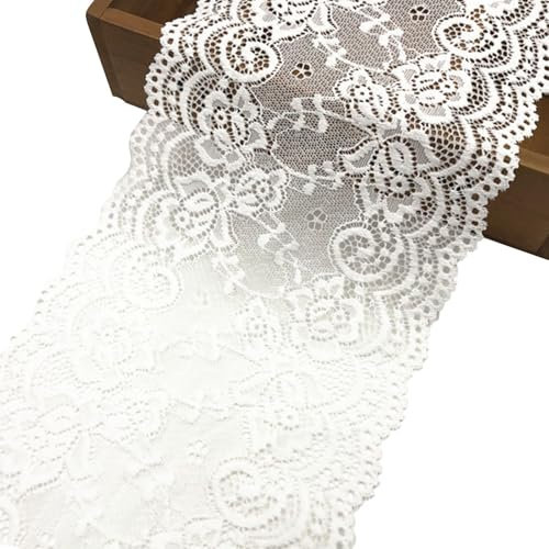 Spitzenband Spitze Spitze Accessoires für Kleidung Borte Dekoration Band Damenunterwäsche Weiche Stoffe Dehnbar Weihnachten Hochzeit Florale Designs Geschenkverpackungr Bastelprojekte (Weiß)