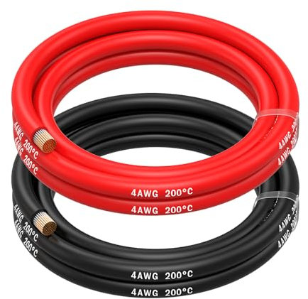 MMOBIEL AWG Cavo Elettrico Silicone - 2 Fili Separati Rosso e Nero Ciascuno per RC, Droni, Stampanti 3D, Batterie, Cavi Oratori, Strisce LED (4 Awg, 1,5m)