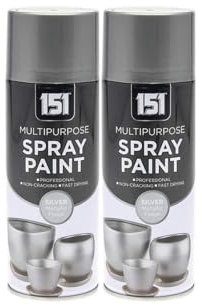 PEBBLE HUG 151 Multipurpose Silver Metallic Spray, Quick-Drying Formula, DIY Projects, Including Wood, Metal, Glass, Ideal For Both Indoor & Outdoor Use, 400ml, (2 Pcs)