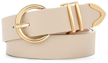 VONMELLI LedergüRtel Damen füR Jeans Mode TaillengüRtel mit Goldener Schnalle GüRtel Damen füR Hosen Kleid Beige L