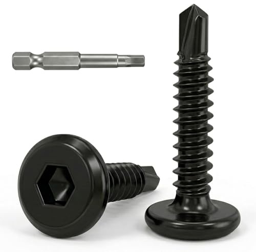 Dayalo 50 Stück Blechschrauben 5,5 x 32 mm, Holzschrauben Edelstahl A2 V2A Schrauben Schwarz, Flachkopfschrauben Selbstschneidende Schrauben Vollgewinde mit Bit für Holz & Metall