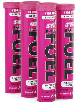 Applied Nutrition Bodyfuel Hydro Rehydration, Vitamin C 1000mg, Effervecent Tablet (6 Packs of 20) (Berry Blast)