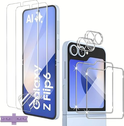 Protector de Pantalla para Samsung Galaxy Z Flip 6 5G, [3 Piezas] Cobertura Completa 3D, Borde Curvado, Antiarañazos, Sin Burbujas, Antihuellas, Transparente HD PET Flexible Protector Pantalla