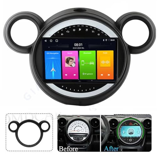 Android Autoradio Wireless CarPlay Android Auto Radio mit Bildschirm, Bluetooth, GPS Navi, WiFi, AM/FM/RDS, für MINI Mini R56 Cooper,Cooper D,Cooper SD,Cooper S John Cooper Works,One,One D