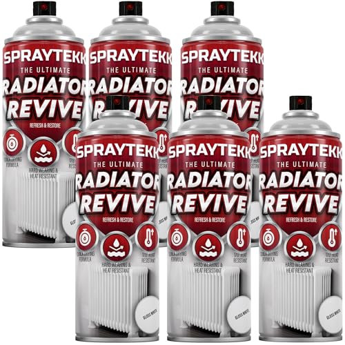 SPRAYTEKK Radiator Spray Paint | Heat Resistant up to 170°C | All-in-One Primer, Undercoat & Topcoat | Fast Drying, Anti-Rust | For Radiators, Pipes, Boilers & Hot Water Tanks (Gloss White, 6)