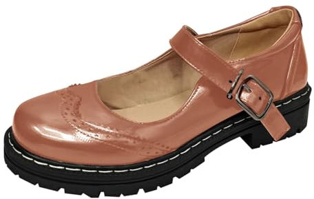 Generisch Mary Jane - Scarpe basse da donna Mary Jane Lolita, eleganti, vintage, con plateau, Colore: rosa., 40 EU