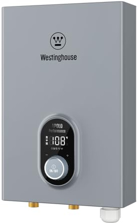 Westinghouse Tankless Water Heater Electric 14kW 240V, Instant On-Demand Hot Water, Smart WiFi, Compatible with Alexa & Google Home, ETL Certified IPX4, Space-Saving, Gray (APOLO-2.0 Upgrade)