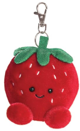 AURORA 34062, Palm Pals Juicy Strawberry Clip-On, 10cm, Soft Toy, Red