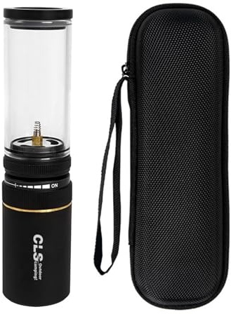 AsrMyjcx Camping Gaslaterne Outdoor Gas Tank Lampe Tragbare Kerzenlampe Glasmantel Feuerlampe mit Robustem Aluminium Und Borosilikatglas für Camping Picknick, Schwarz
