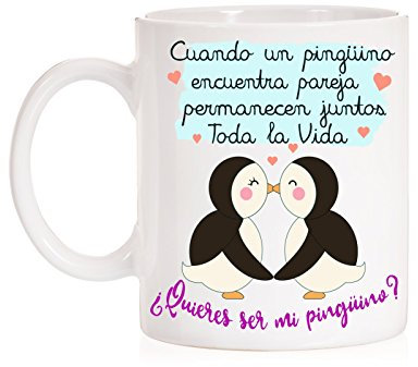 MardeTé Taza Pingüino. Cuando un Pingüino encuentra pareja permanecen juntos toda la vida. ¿Quieres ser mi Pingüino?