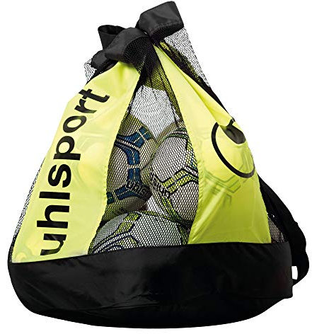 uhlsport Mesh-Gewebe Balltasche, Schwarz/Fluo Gelb, 35 x 15 x 48 cm