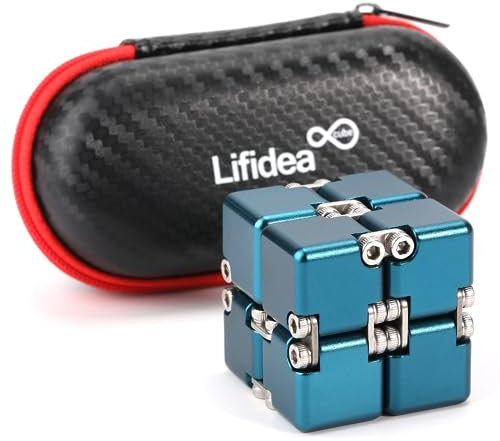 Lifidea aluminiumlegierung-metall infinity-cube fidget cube hand fidget spielzeug schreibtischspielzeug mit kühlem kasten blau