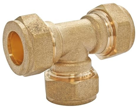 SOMATHERM FOR YOU, Té égal à compression en laiton pour tube cuivre Ø14 - Raccordement plomberie durable - Compatible avec tous tubes cuivre - Idéal pour eau chaude/froide
