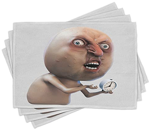 ABAKUHAUS Humor Platzmatten, Warum weckst du Mich Nicht Internet Meme mit beschwerendem Schlaf über Gesicht und Bild-Druck, Tiscjdeco aus Farbfesten Stoff für das Esszimmer und Küch, Tan