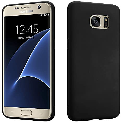 HSP Matt Schwarze Hülle kompatibel mit Samsung Galaxy S7 | Premium TPU Silikon Case | Kratzfest Stoßfest | Matte Oberfläche | Passgenaue, weiche, Ultra dünne Schutzhülle