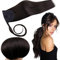 RUNATURE Echthaar Zopf Schwarz 55cm Lang Ponytail Extensions Echthaar Natürliches Schwarz 80g Pferdeschwanz Extensions Exhthaar Glatt Menschliches Haar #1B