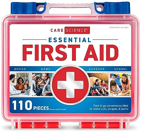 Care Science First Aid Kit, 110 Pieces | Professional Use for Travel, Work, School, Home, Car, Emergency, Survival, Camping, Hiking, and More