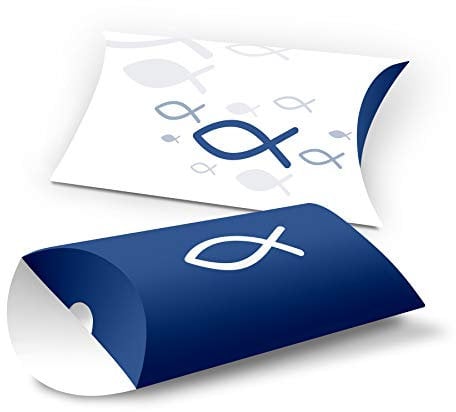 itenga Kissen Verpackung Gastgeschenk Geldgeschenk Fisch Taufe Kommunion Konfirmation Firmung Jungen Mädchen (10 Stück, Blau)