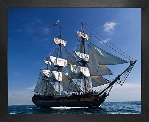 1art1 Piraten Poster Kunstdruck Bild und MDF-Rahmen - Segelschiff II (50 x 40cm)