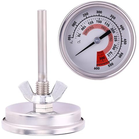 Ofenthermometer Edelstahl, Backofen Thermometer Innen, Fleischthermometer Analog, 500°C Grad Pizzaofen Thermometer Edelstahl Mit 15cm Sonde Zur Garraum Temperaturmessung, BBQ Thermometer