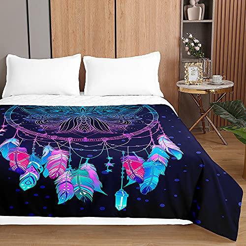 Chickw1 Tagesdecken Bettüberwurf, 3D Traumfänger Drucken Sommer Tagesdecke mit Prägemuster Wohndecke aus Mikrofaser Bettdecke für Einzelbett Doppelbett oder Kinder (Mandala,230x260cm)