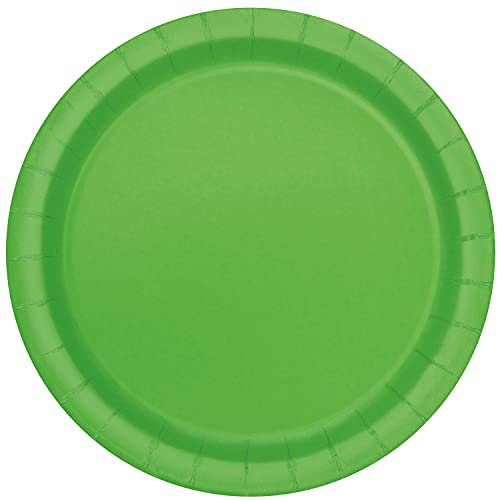Unique- Platos de Papel Ecológicos-23 cm Verde Lima-Paquete de 16, Color lime green (31433EU)
