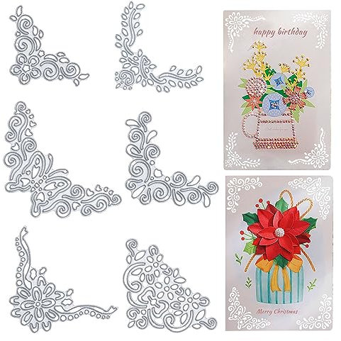 GLOBLELAND Blume Spitze Metall Stanzformen Retro Scrapbooking Prägeschablonen Stanzschablone Dekoration Papierpräge Stanzschablonen Für Kartenherstellung DIY Scrapbooking Fotoalbum