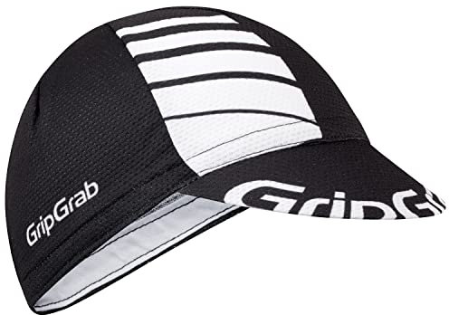 GripGrab Lightweight Summer Cycling Cap UV-Protection Under-Helmet Visor Mesh Hat Thin Breathable SPF Bicycle Headwear Black/White