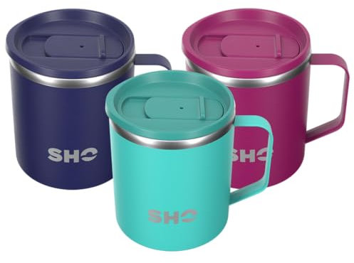 SHO Flexi – ultimativer isolierter Edelstahl-Kaffeebecher – 4 Stunden heiß, 8 Stunden kalt – 370 ml – BPA-frei (370 ml, Aqua)