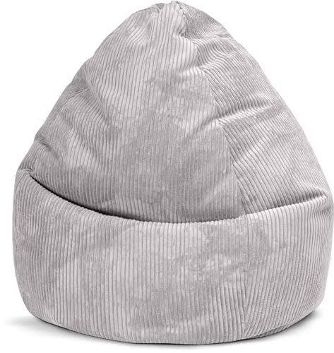 Sitting Point by Magma BeanBag Shara XXL Sitzsack aus Flauschcord - 80x130cm, Hülle waschbar, grau, Oeko-TEX®-Zertifiziert