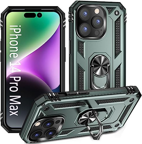 ADDIT Case for iPhone 14 Pro Max with Kickstand Ring, Magnet Car Mount, Military Grade, Heavy Duty, Teal