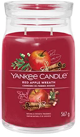 Yankee Candle Signature Duftkerze ; große Kerze mit langer Brenndauer „Red Apple Wreath“ ; Soja-Wachs-Mix ; Perfekte Geschenke für Frauen