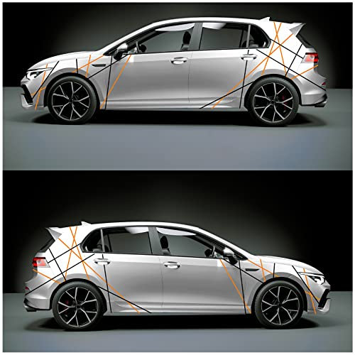 Auto Streifen Dekor Folien zweifarbig Zierstreifen 10m Länge 15mm Breite Dekorstreifen für Kfz Motorrad Boot Modellbau Zubehör Klebestreifen Rallystreifen (21 Schwarz/Orange)