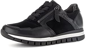 Gabor Damen Low-Top Sneaker, Frauen Halbschuhe,Wechselfußbett,Komfortable Mehrweite (H),Sportschuhe,Freizeitschuhe,schwarz,37 EU / 4 UK