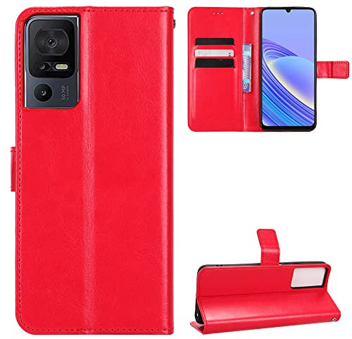 TCL 40 SE Case [Wallet Case] [Kickstand] [Card Slots] [Magnetic Flip Cover] Compatible with TCL 40 SE Smartphone(Red)