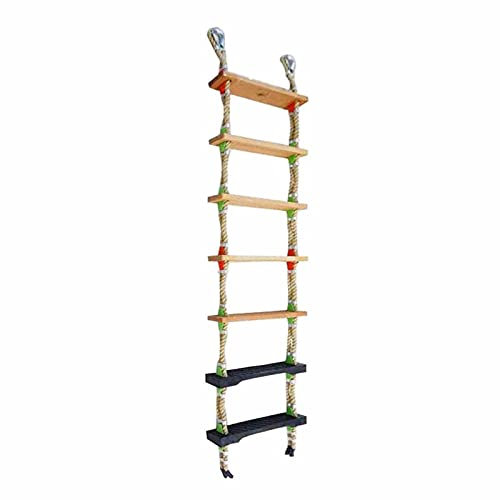 OKUOKA Ladders,Marine Inflatable Boat Kayak Emergency Boarding Ladder with Wood Step, Folding 3/7-Step Climbing Rope Ladder/3M/118 Inch/10Ft