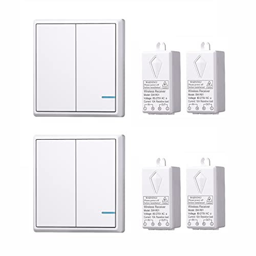 Lancoon Kit D'Interrupteur Sans Fil Pour Panneau, Télécommande On Off Sans Câblage Ni WiFi Programmable Et Extensible Pour La Maison, Le Bureau Et L'Hôtel
